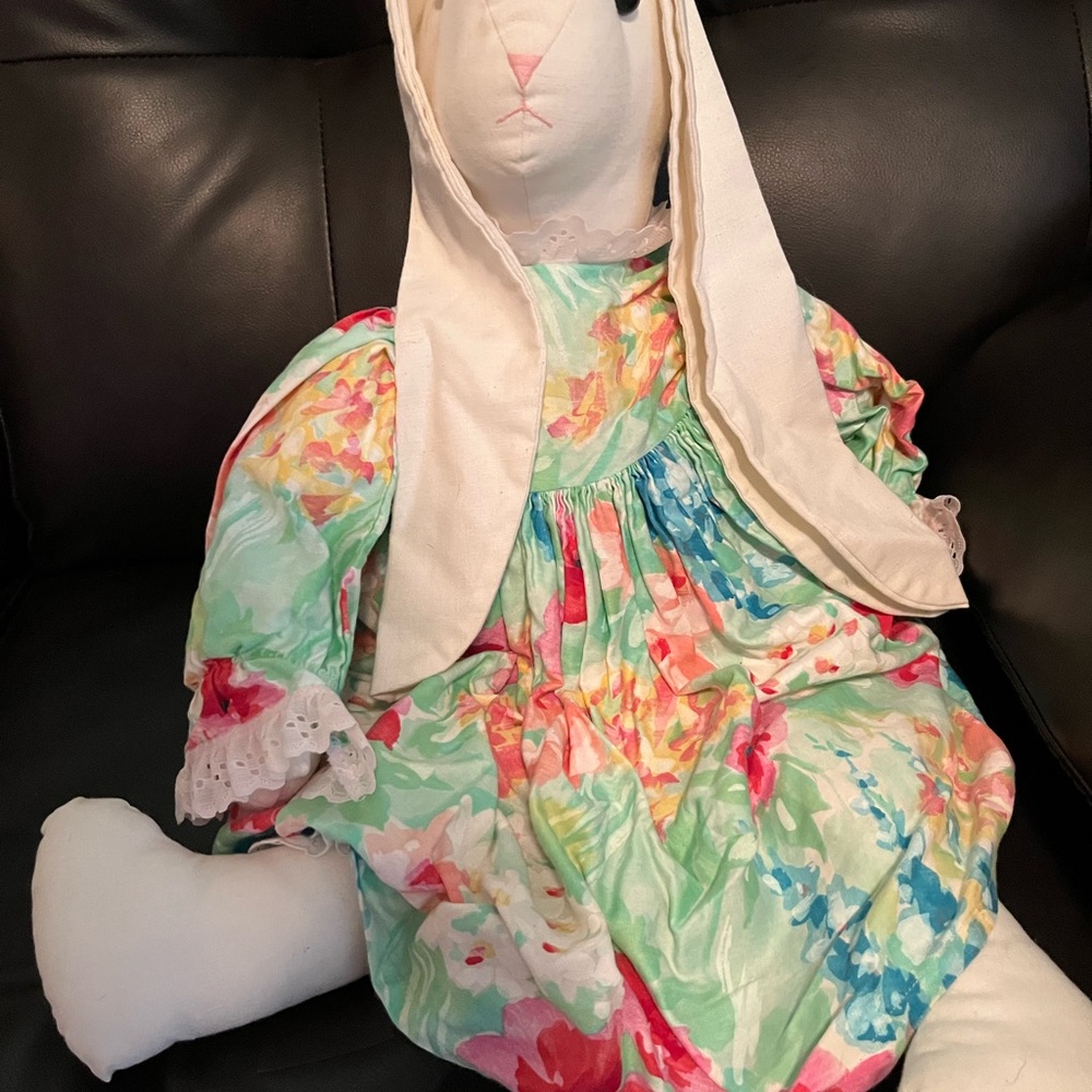 27" Large Floral Bunny Plush with Dress